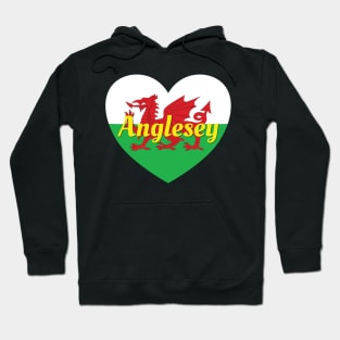 Anglesey Wales UK Wales Flag Heart Hoodie